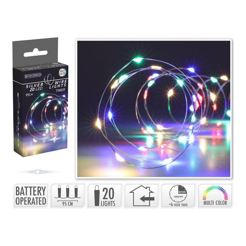 SILBERDRAHT 20LED BUNT
