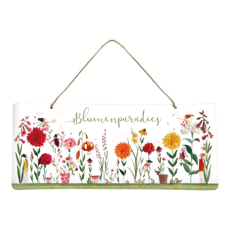 Dekoschild „Blumenparadies“ – dekoratives Schild mit floralem Motiv für Haus & Garten