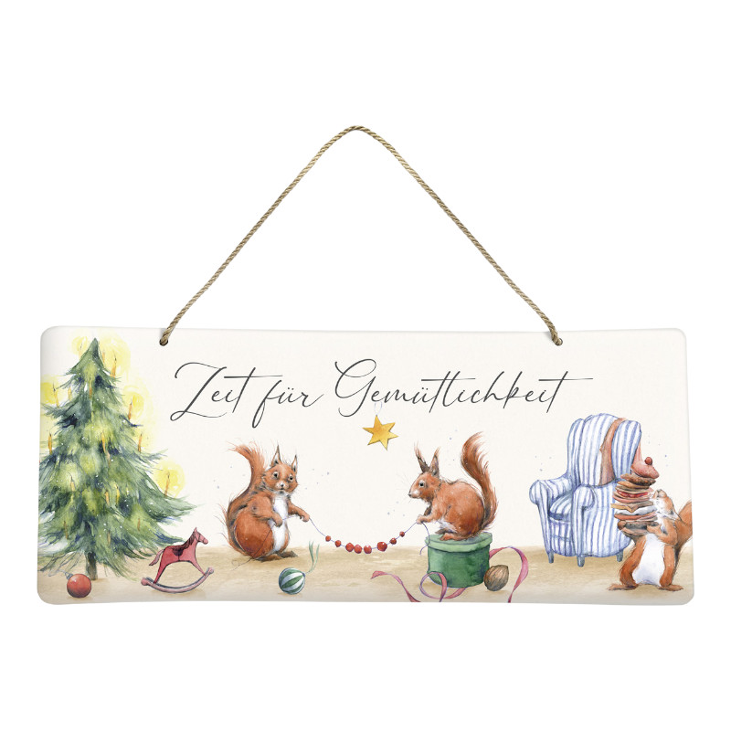 Dekoschild „Weihnachten mit Eichhörnchen“ – festliches Schild mit Tiermotiv für Advent & Winterdeko