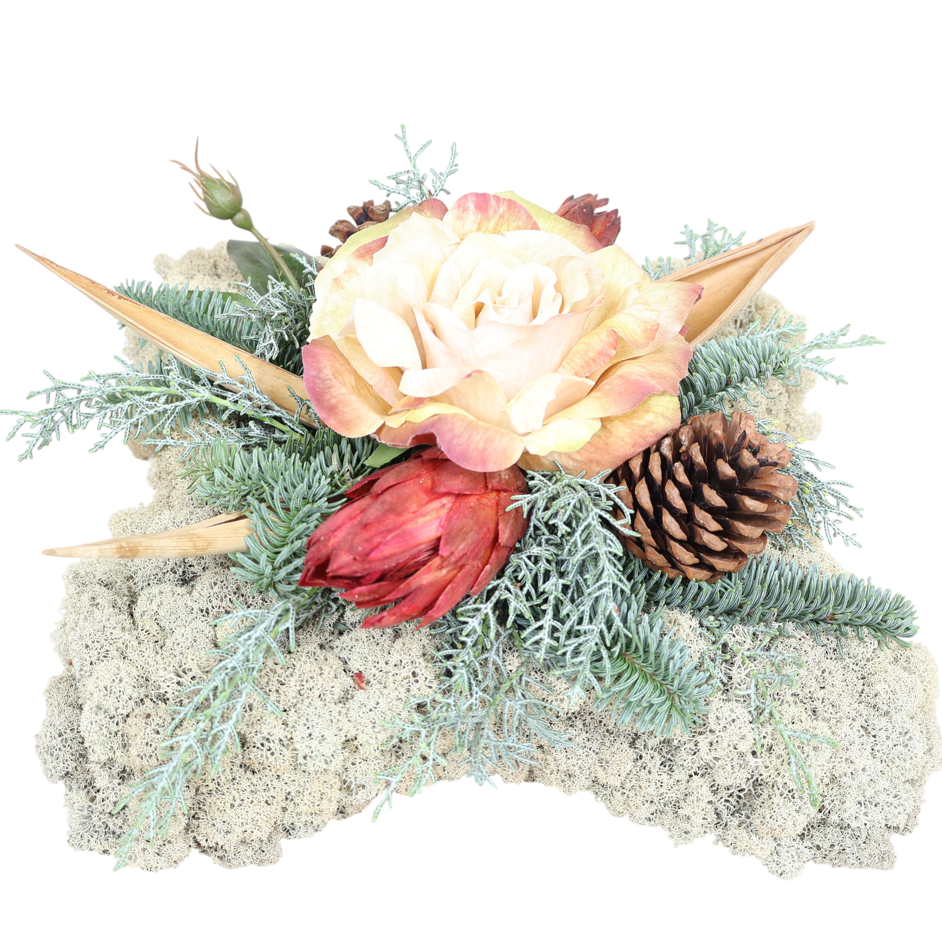 Grab-Gesteck"Moos-Rose"