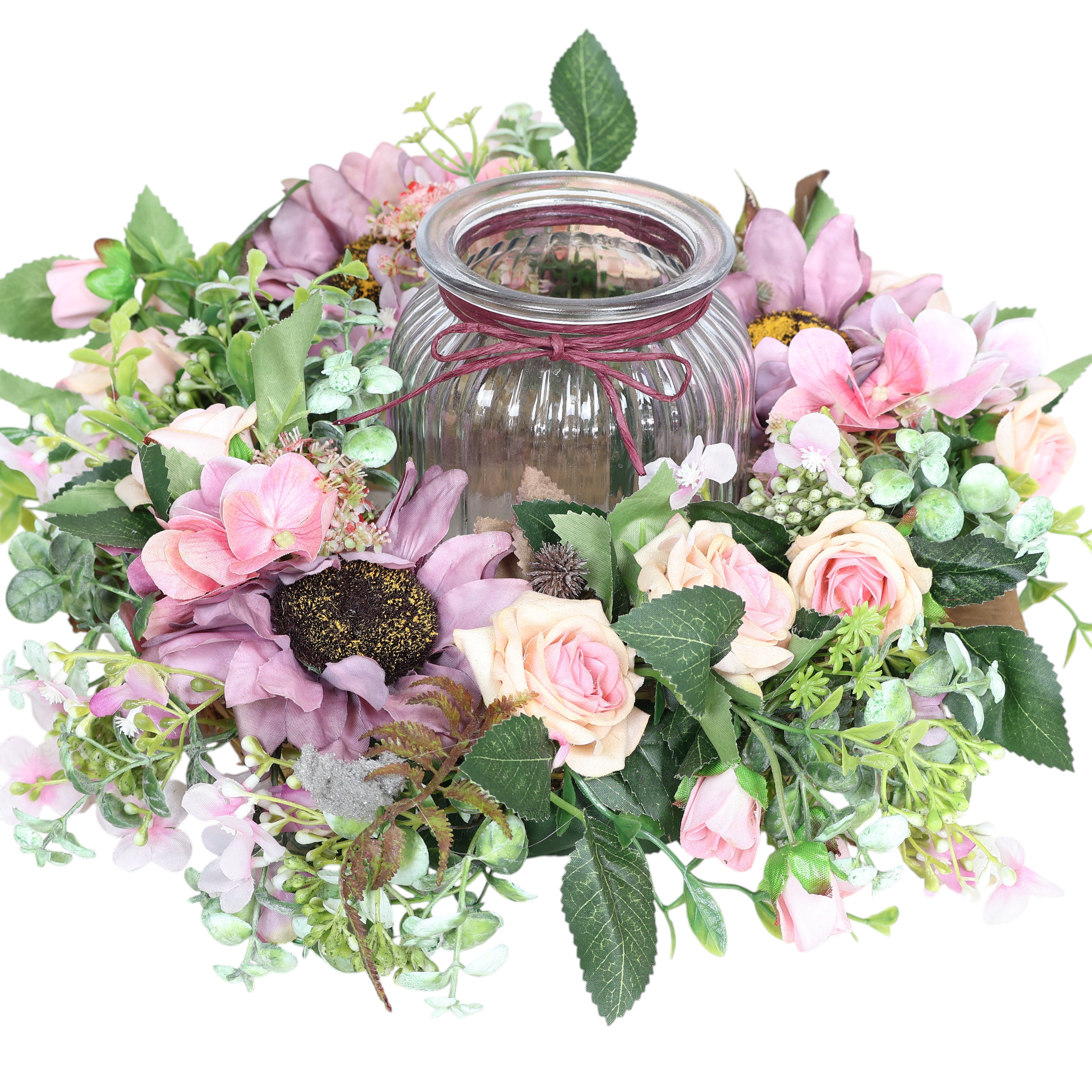 Dekokranz mit Windlicht