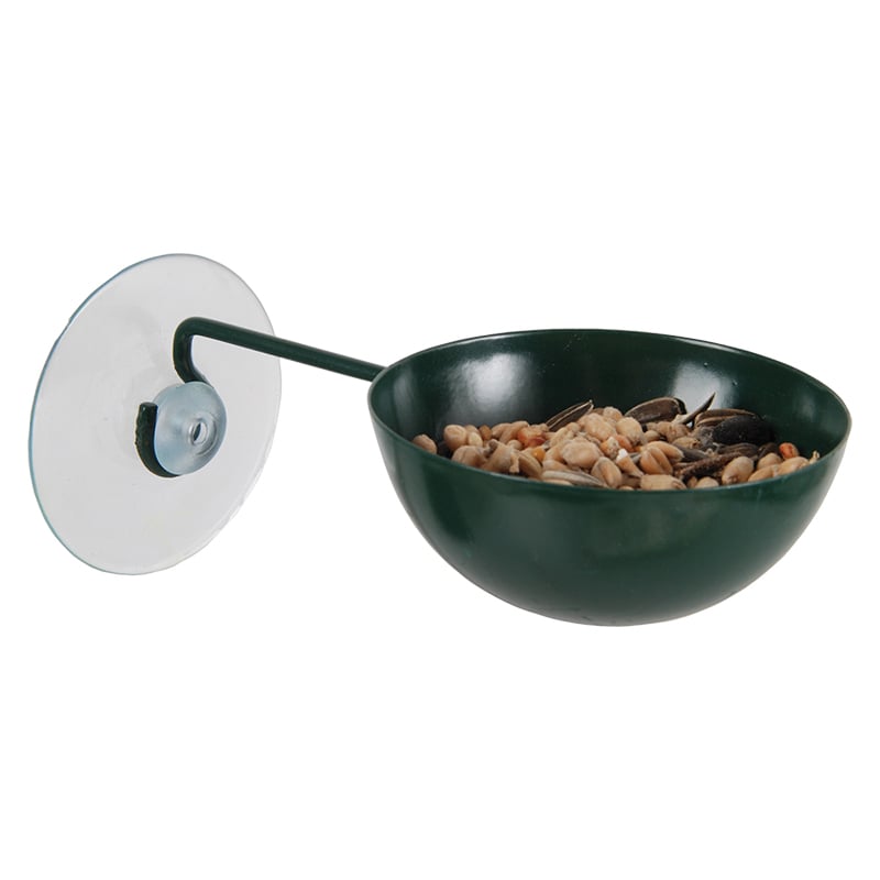 Fenster-Futterstation für Wildvögel Dunkelgrün mit Saugnäpfen