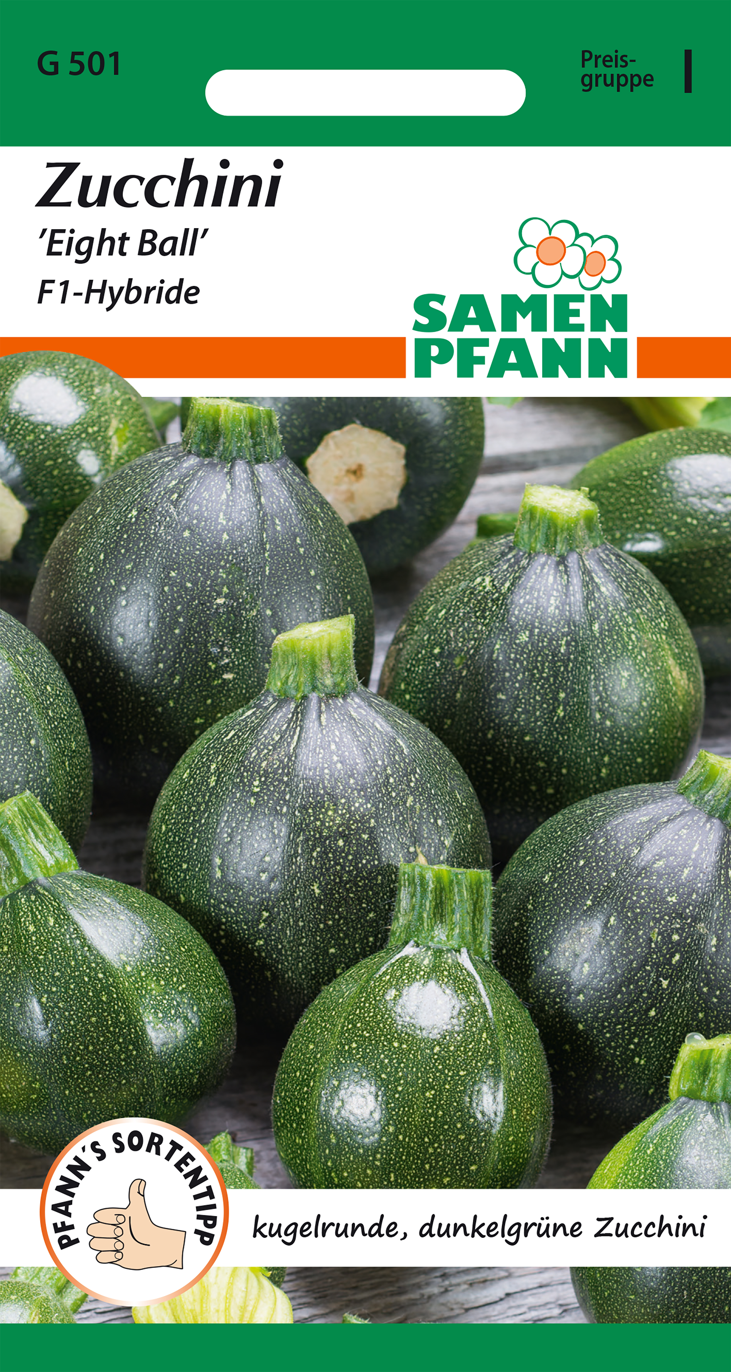 Zucchini Samen 'Eight Ball F1' - Samen Pfann