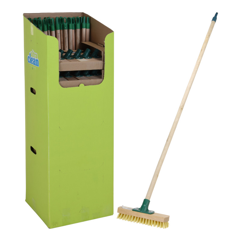 Schrubber 24 cm mit Stiel 120 cm – Holz-Bodenbürste
