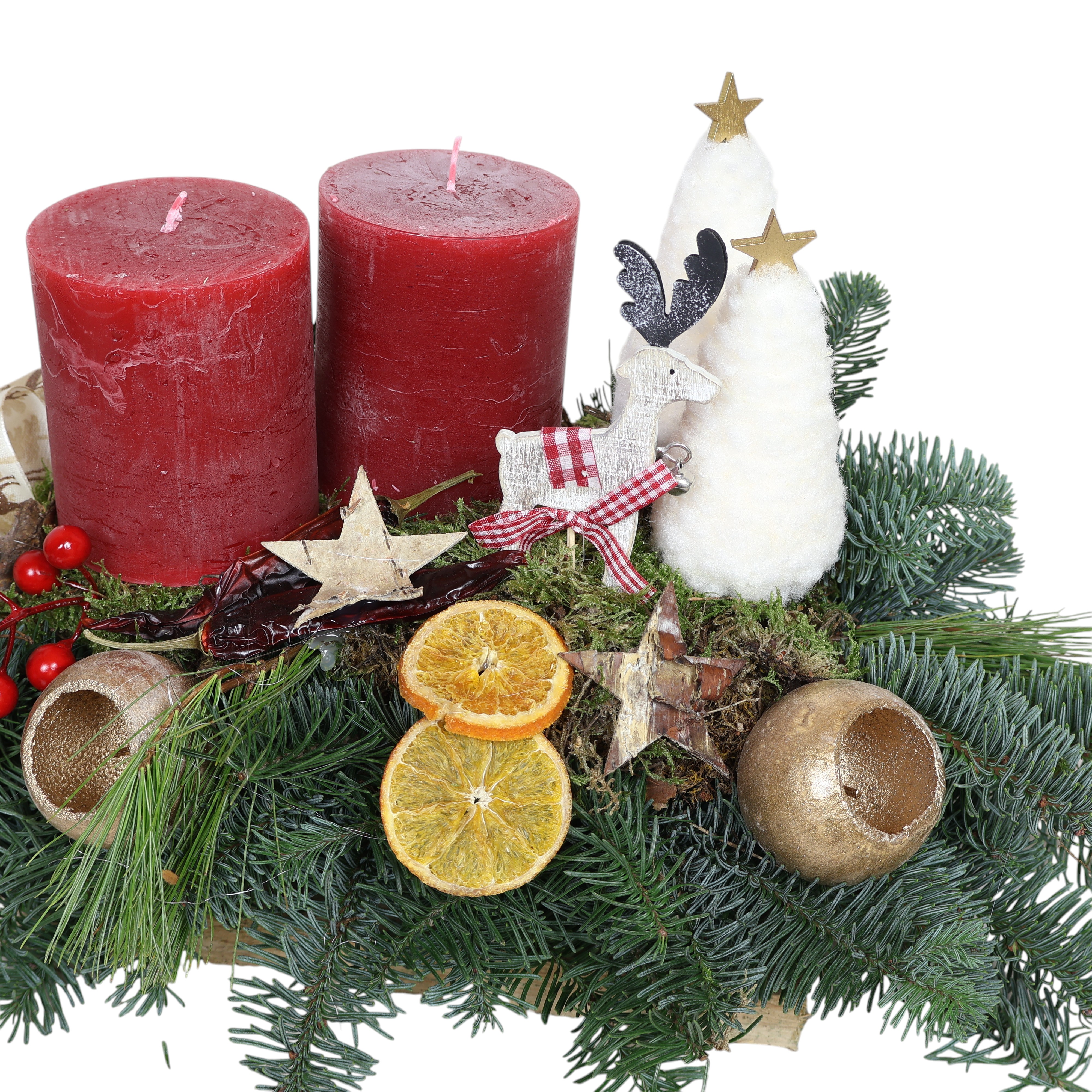 Advents-Gesteck "Nostalgie" Lca.50cm – handgefertigt aus Tannengrün mit Kerzen