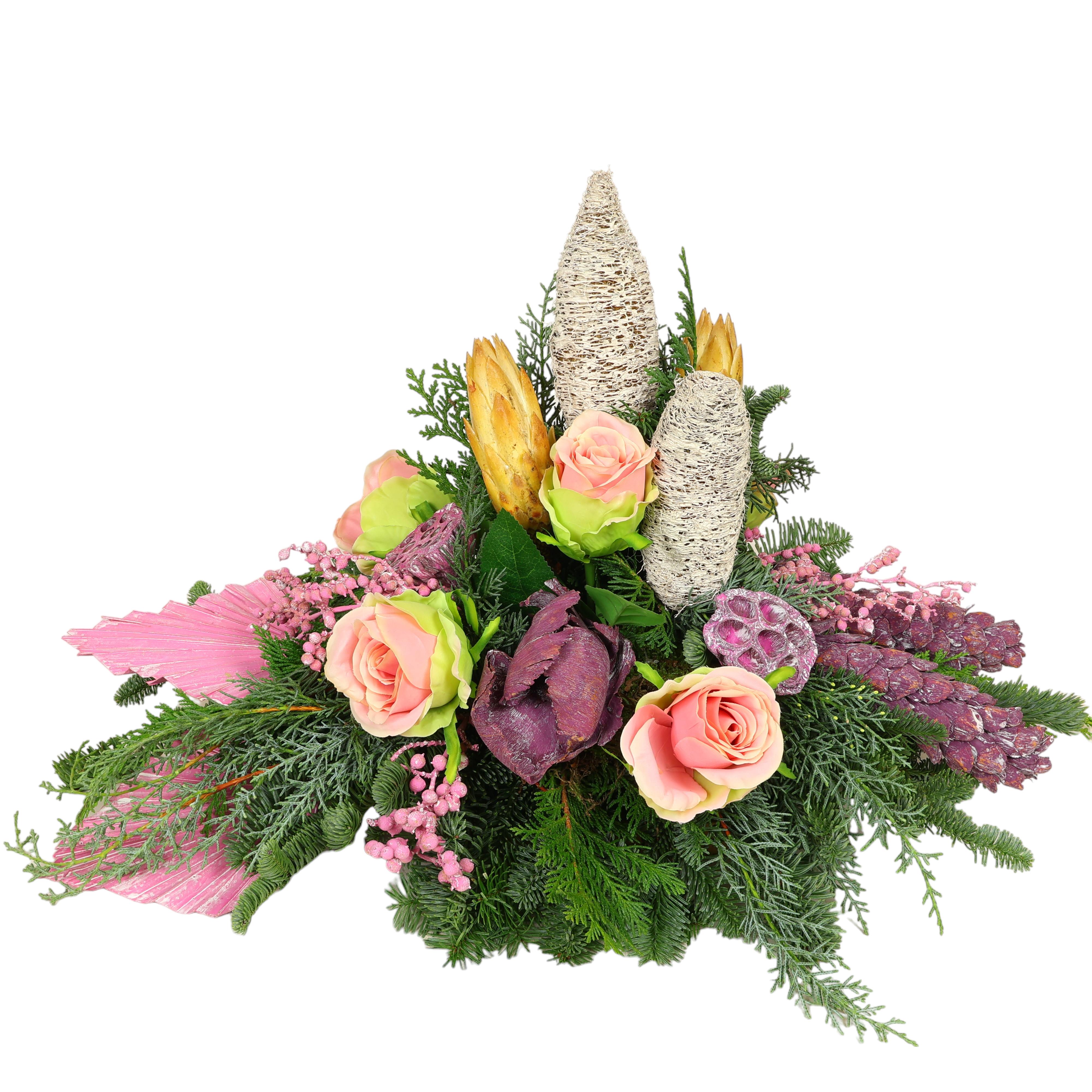 Grab-Gesteck flach rose