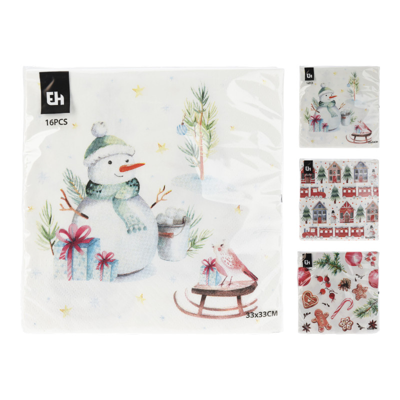 Servietten 33×33 cm – 16 Stück, Weihnachts- & Wintermotive