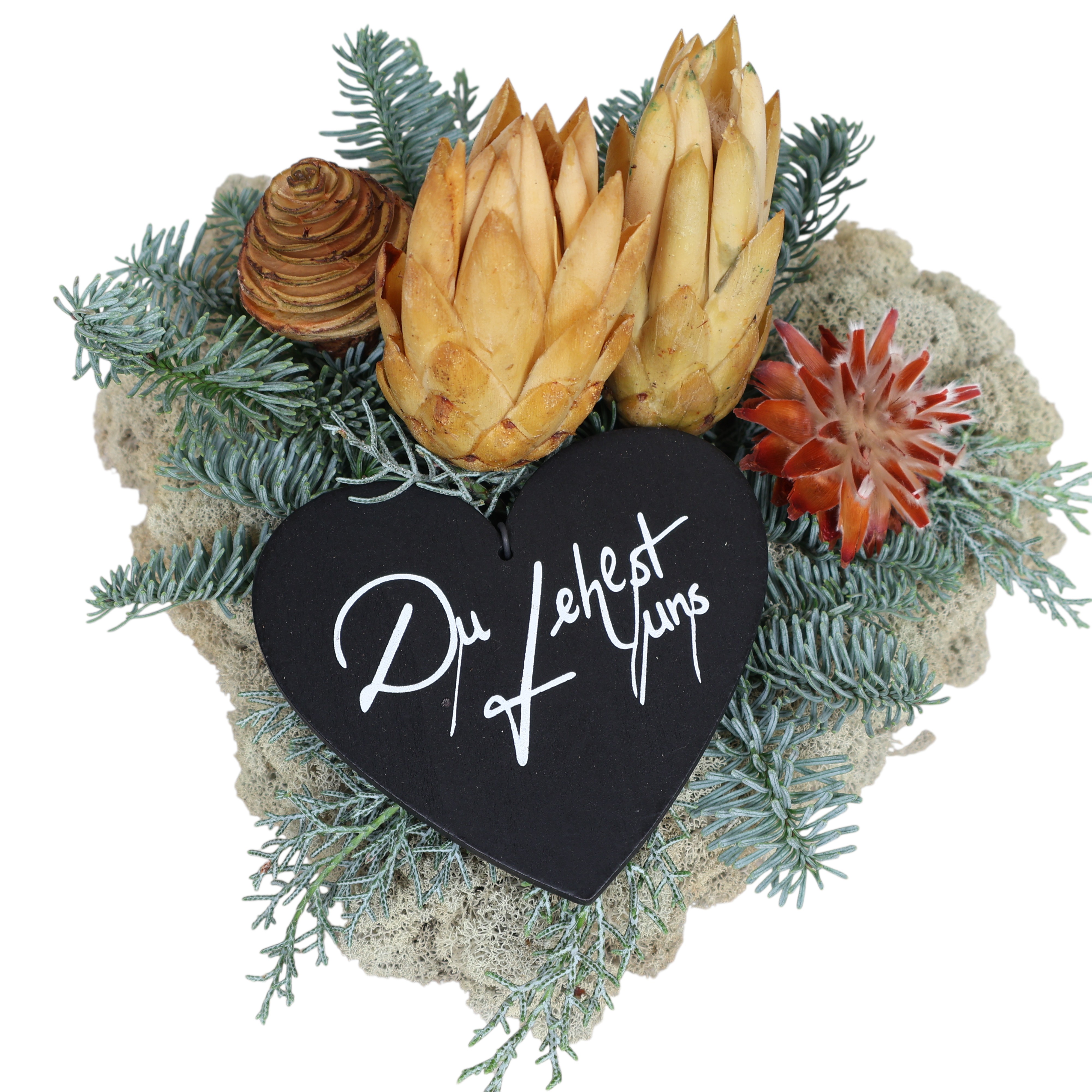 Grab-Gesteck "Herz-Du fehlst uns"