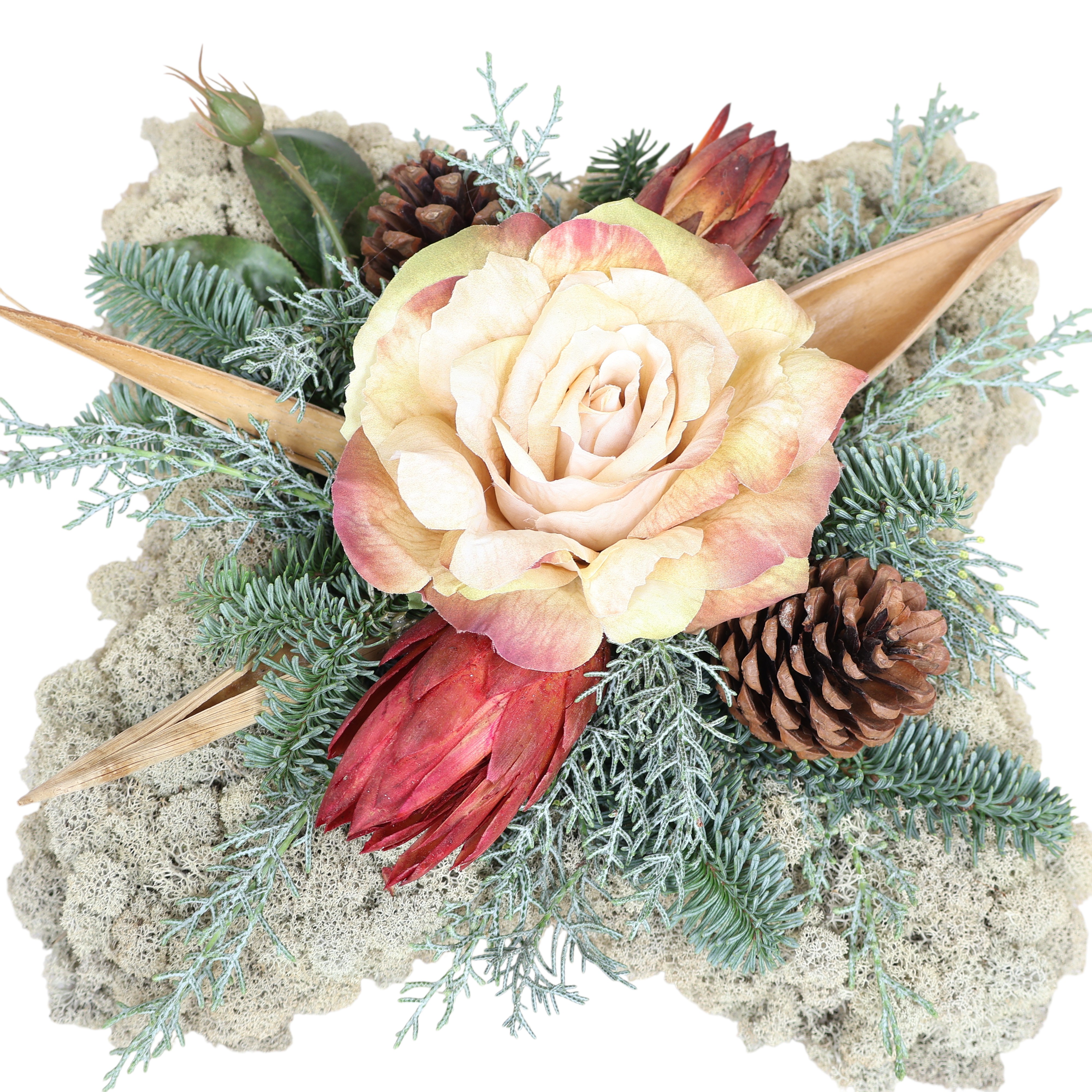 Grab-Gesteck"Moos-Rose"