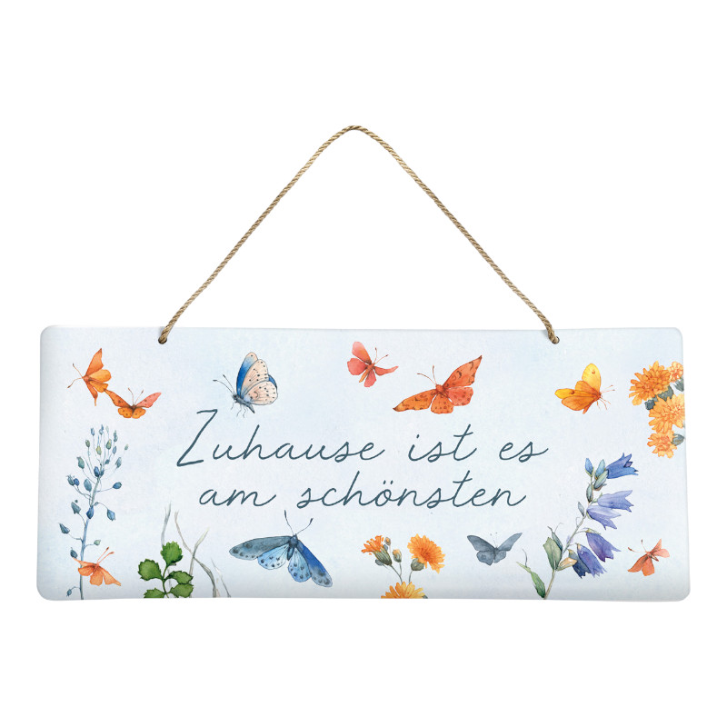 Dekoschild „Schmetterlingswiese“ – dekoratives Schild mit Natur- & Blumenmotiv für Haus & Garten