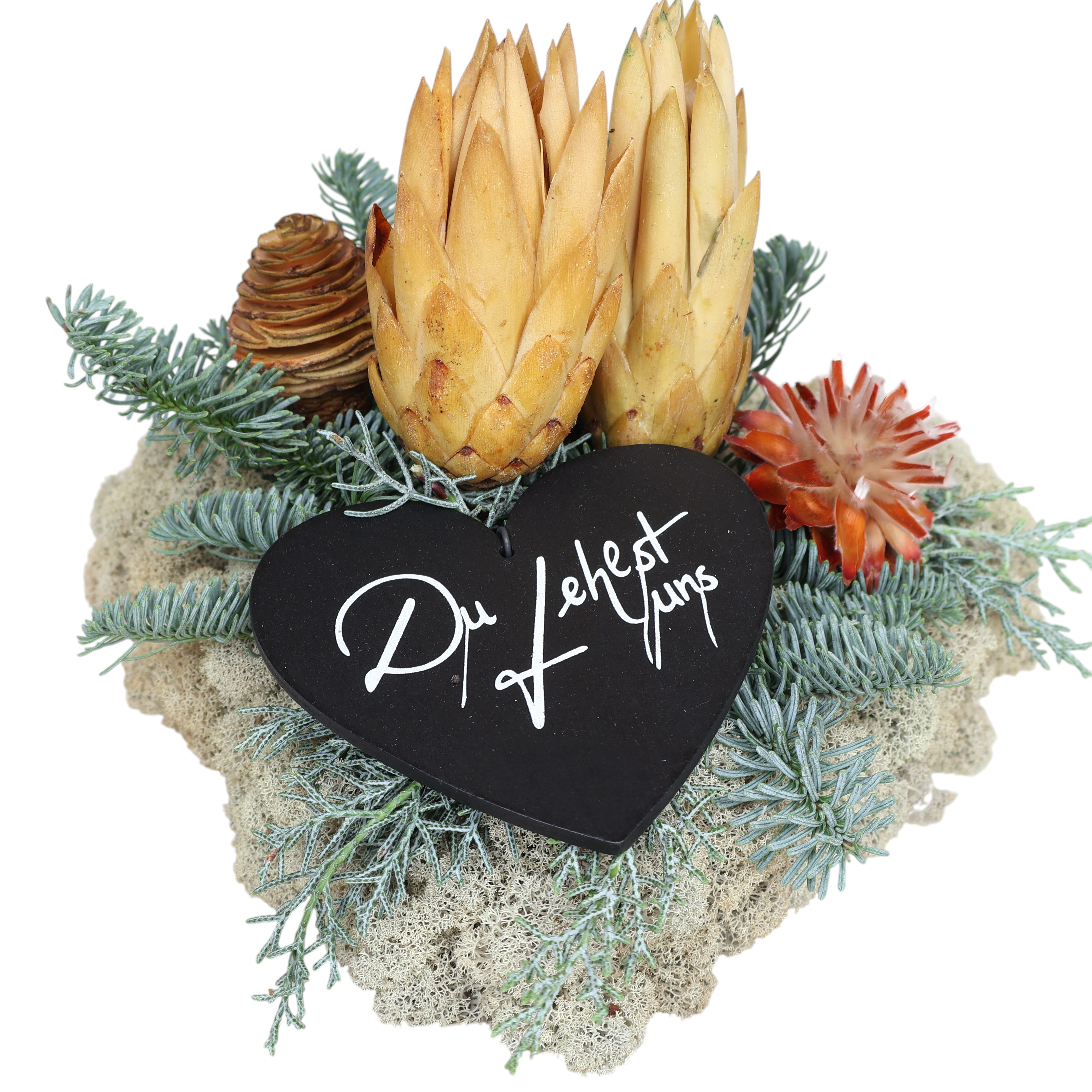 Grab-Gesteck "Herz-Du fehlst uns"